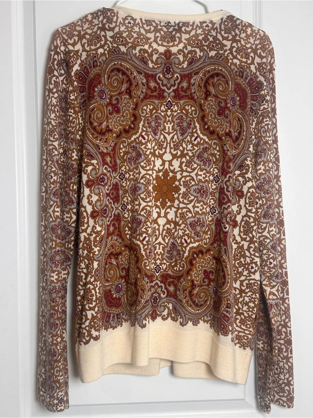 Talbots Cream, Brown & Rust Paisley Button-Front Cardigan - Picture 2 of 5